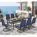 Sophia &amp; William Outdoor Dining Set for 8 w/Swivel Mesh Chairs, Blue