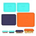SOPHICO Rectangle Silicone Lids Replacement for Pyrex Glass Bowls 4 Pack