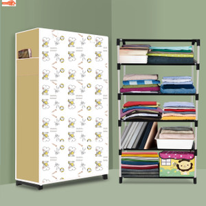 sorath 5 shelf foldable collapsible wardrobe storage organizer almirah cloth rack pvc collapsible wardrobe finish color - dogi modern printed diydo-it-yourself