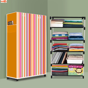 sorath 5 shelf foldable collapsible wardrobe storage organizer almirah cloth rack pvc collapsible wardrobe