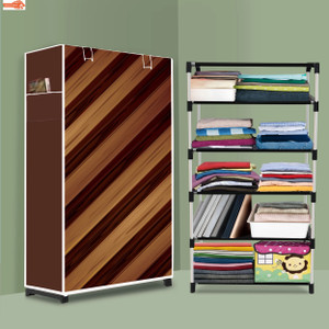 sorath 5 shelf foldable collapsible wardrobe storage organizer almirah cloth rack pvc collapsible wardrobe