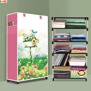 sorath 5 shelf foldable collapsible wardrobe storage organizer almirah cloth rack pvc collapsible wardrobe