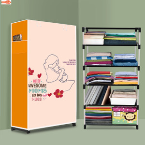 sorath 5 shelf foldable collapsible wardrobe storage organizer almirah cloth rack pvc collapsible wardrobe