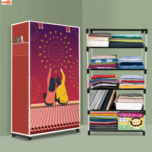 sorath 5 shelf foldable collapsible wardrobe storage organizer almirah cloth rack pvc collapsible wardrobe