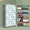 Sorath 5 Shelf Foldable Collapsible Wardrobe Storage Organizer Almirah Cloth Rack PVC Collapsible Wardrobe (Finish Color - Peacock Feather Modern Printed, DIY(Do-It-Yourself))