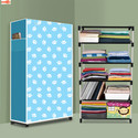 Sorath 5 Shelf Foldable Collapsible Wardrobe Storage Organizer Almirah Cloth Rack PVC Collapsible Wardrobe (Finish Color - Baby Paw Modern Printed, DIY(Do-It-Yourself))