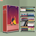 Sorath 5 Shelf Foldable Collapsible Wardrobe Storage Organizer Almirah Cloth Rack PVC Collapsible Wardrobe