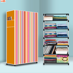 sorath 6 shelf foldable collapsible wardrobe storage organizer almirah cloth rack pvc collapsible wardrobe