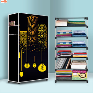 sorath 6 shelf foldable collapsible wardrobe storage organizer almirah cloth rack pvc collapsible wardrobe