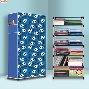 sorath 6 shelf foldable collapsible wardrobe storage organizer almirah cloth rack pvc collapsible wardrobe