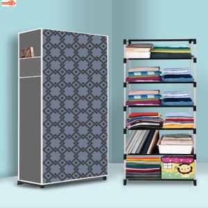 sorath 6 shelf foldable collapsible wardrobe storage organizer almirah cloth rack pvc collapsible wardrobe