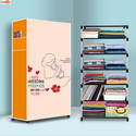 Sorath 6 Shelf Foldable Collapsible Wardrobe Storage Organizer Almirah Cloth Rack PVC Collapsible Wardrobe (Finish Color - Awesome Momes Modern Print, DIY(Do-It-Yourself))