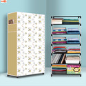 Sorath 6 Shelf Foldable Collapsible Wardrobe Storage Organizer Almirah Cloth Rack PVC Collapsible Wardrobe (Finish Color - Dogi Modern Print, DIY(Do-It-Yourself))