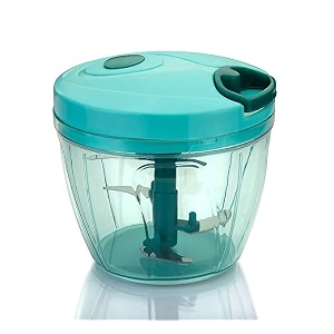 SORATH Manual Pull String Food Chopper | 3-Blade Hand Chopper for Vegetables, Fruits & Nuts | Turquoise Mini Food Processor (Blue)