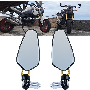 sorax cnc alloy stylish design 2-version mirror for motorbike rear view side handle bar end mirrors for all universal bikes left amp right pack of 2 gold
