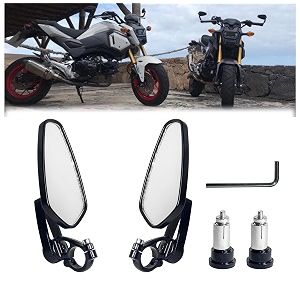 sorax cnc alloy stylish design 2-version mirror for motorbike rear view side handle bar end mirrors for all universal bikes left amp right pack of 2 black