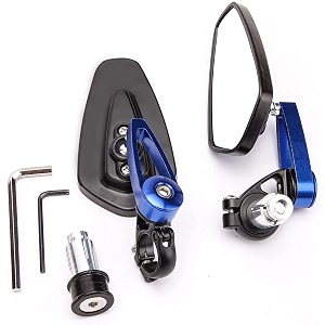 sorax cnc alloy stylish design 2-version mirror for motorbike rear view side handle bar end mirrors for all universal bikes left amp right pack of 2 blue