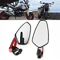 SORAX CNC Alloy Stylish Design 2-Version Mirror for Motorbike Rear view Side Handle Bar End Mirrors For All Universal Bikes (Left &amp; Right, Pack of 2) (RED)