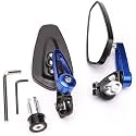 SORAX CNC Alloy Stylish Design 2-Version Mirror for Motorbike Rear view Side Handle Bar End Mirrors For All Universal Bikes (Left & Right, Pack of 2) (BLUE)