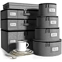 Sorbus China Storage Containers, Hard-Shell Dish Set (8 Piece Set, Gray)