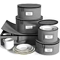 Sorbus China Storage Containers, Hard-Shell Dish Set (5 Piece Set, Gray)