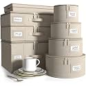 Sorbus China Storage Containers, Hard-Shell Dish Set (8 Piece Set, Beige)