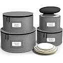 Sorbus China Storage Containers, Hard-Shell Dish Set (4 Piece Set, Gray)