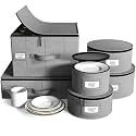 Sorbus China Storage Containers, Hard-Shell Dish Set (6 Piece Set, Gray)