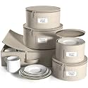 Sorbus China Storage Containers, Hard-Shell Dish Set (5 Piece Set, Beige)