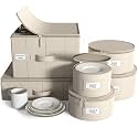 Sorbus China Storage Containers, Hard-Shell Dish Set (6 Piece Set, Beige)