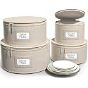 Sorbus China Storage Containers, Hard-Shell Dish Set (4 Piece Set, Beige)