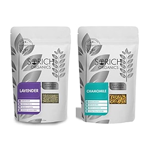 sorich organics chamomile flower herbal tea and lavender tea combo - 100 gm - caffeine free tea  sleep tea amp stress relief combo  whole loose leaf tea  iced calming tea