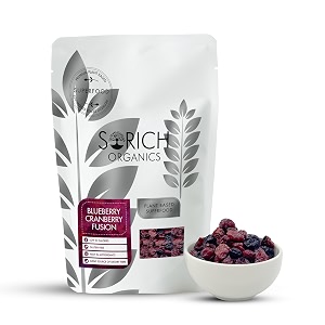sorich organics premium whole dried blueberry and cranberry fusion 150gm  berries mix  mix berry dry fruit  healthy snacks  antioxidant rich