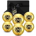 Sosation 6 Pack Gold Custom Initial Golf Ball Gift Set with Gift Box
