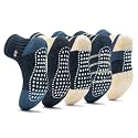 Sosenfer Toddler Socks Non Slip, 5/10 Pairs Gentle Cotton Ankle Gripper Socks