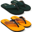 SOSU 2 Pairs |EVA | Premiun| Comfort| All Seasons| Trendy| Slippers - (Pack of 2) Men Flip Flops (Multicolor , 6)