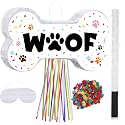 Sotiff Dog Bone Piñata with Blindfold and Bat, Puppy Birthday Party Game