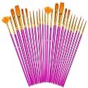 Soucolor 24Pcs Paint Brushes, 12 Sizes, Acrylic Oil Watercolor Set