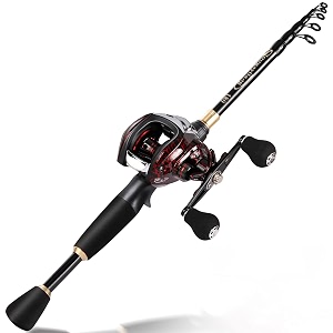 sougayilang baitcaster combo fishing rod and reel full set ultra light baitcasting fishing reel for travel saltwater freshwater and beginner-blue-18m with right hand reel