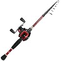 Sougayilang Baitcaster Combo Fishing Rod and Reel Full Set, Ultra Light Baitcasting Fishing Reel for Travel Saltwater Freshwater-Red-Casting-Left-1.8M