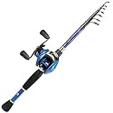 Sougayilang Baitcaster Combo Fishing Rod and Reel Full Set, Ultra Light Baitcasting Fishing Reel for Travel Saltwater Freshwater and Beginner-Blue-1.8m with Right Hand Reel