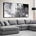 SOUGUAN Wall Art for Living Room Black and Grey Wall Decor 29x58 Inch Hand Painted Abstract Paintings for Bedroom Office Kitchen Decoration