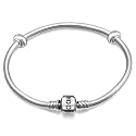 SOUKISS 925 Sterling Silver Snake Chain Bracelet with 2 Stopper Beads Charms Bracelet