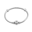 SOUKISS 925 Sterling Silver Snake Chain Bracelet with 2 Stopper Beads Charms Bracelet