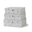 Soul &amp; Lane - Black and White Floral Boxes with Gold Hardware, Set of 3