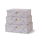 Soul &amp; Lane - Blue Floral Storage Boxes with Gold Hardware, Set of 3