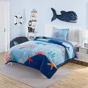 Soul & Lane - Kids Ocean Quilt Set, Whale Sea Bedding, Queen with 2 Shams