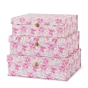 Soul &amp; Lane - Pink Floral Boxes with Gold Hardware, Set of 3, Garden Blush
