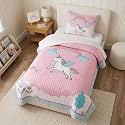 Soul & Lane - Pink Unicorn Quilt Set, Girls Bedding, Queen with 2 Shams