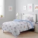 Soul & Lane - Rainbow Quilt Set, Hearts Girls Bedding, Twin with 1 Sham